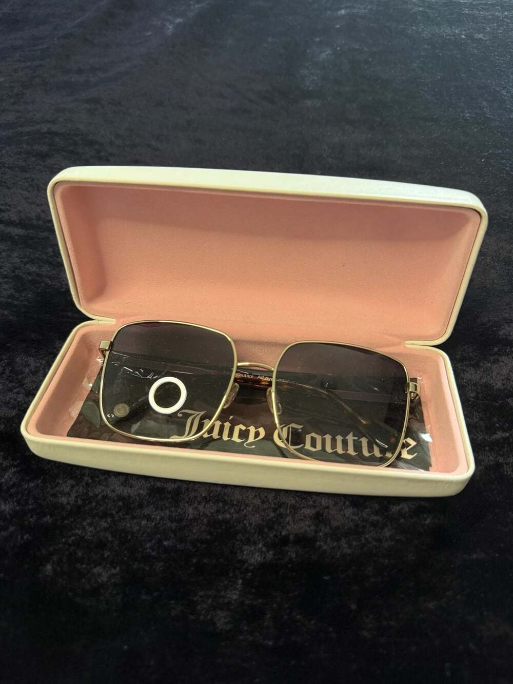 Juicy Couture Square Frame Sunglasses with Tortoiseshell and Gold Metal Detail